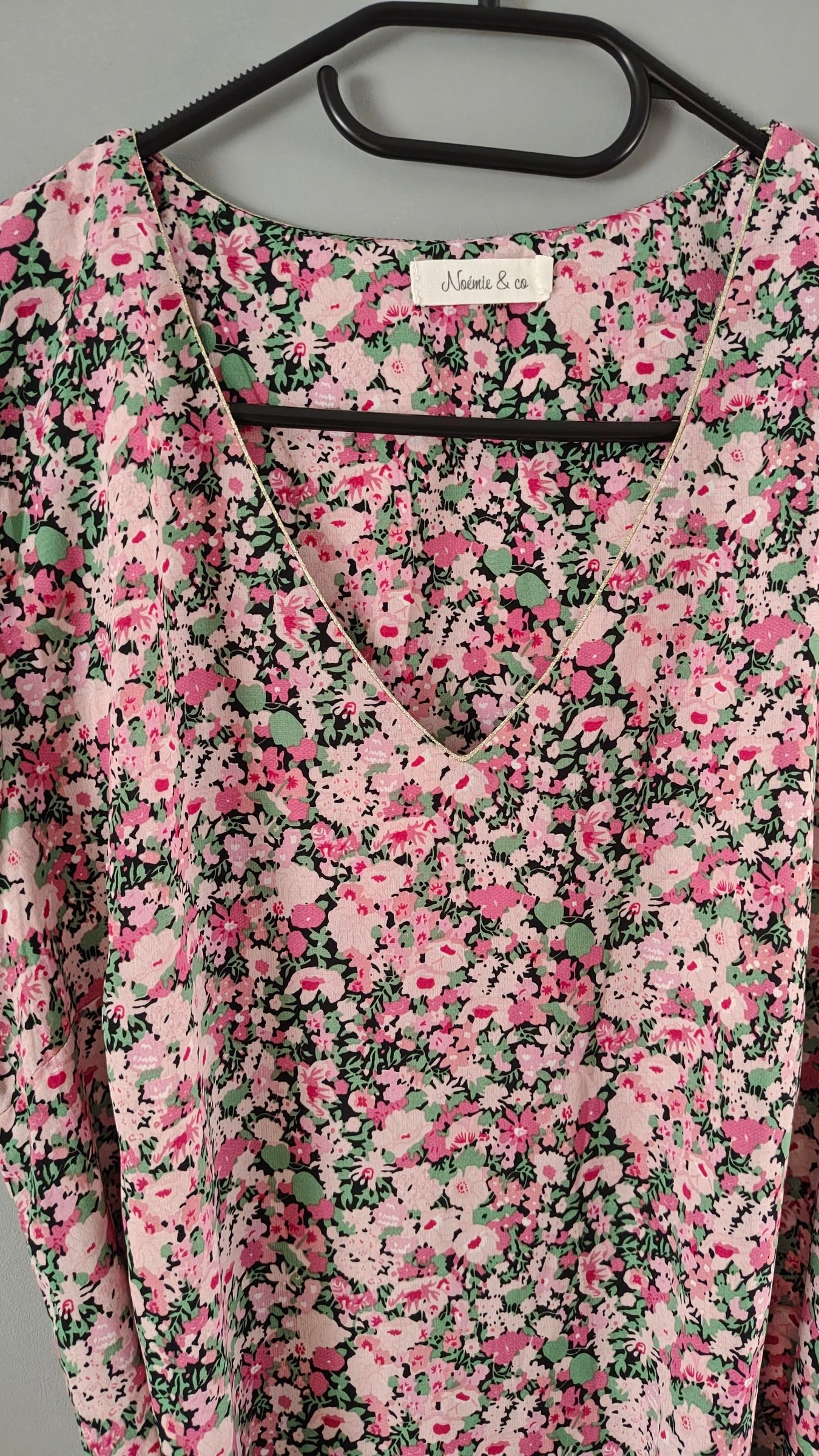 Roze bloemige V-hals jurk - Maat 38/M - Noémie & Co – photo 4